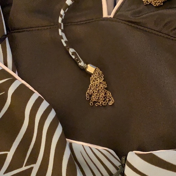 ABS By Alan Swartz Palm Print Halter Dress Size 4 - Picture 8 of 12